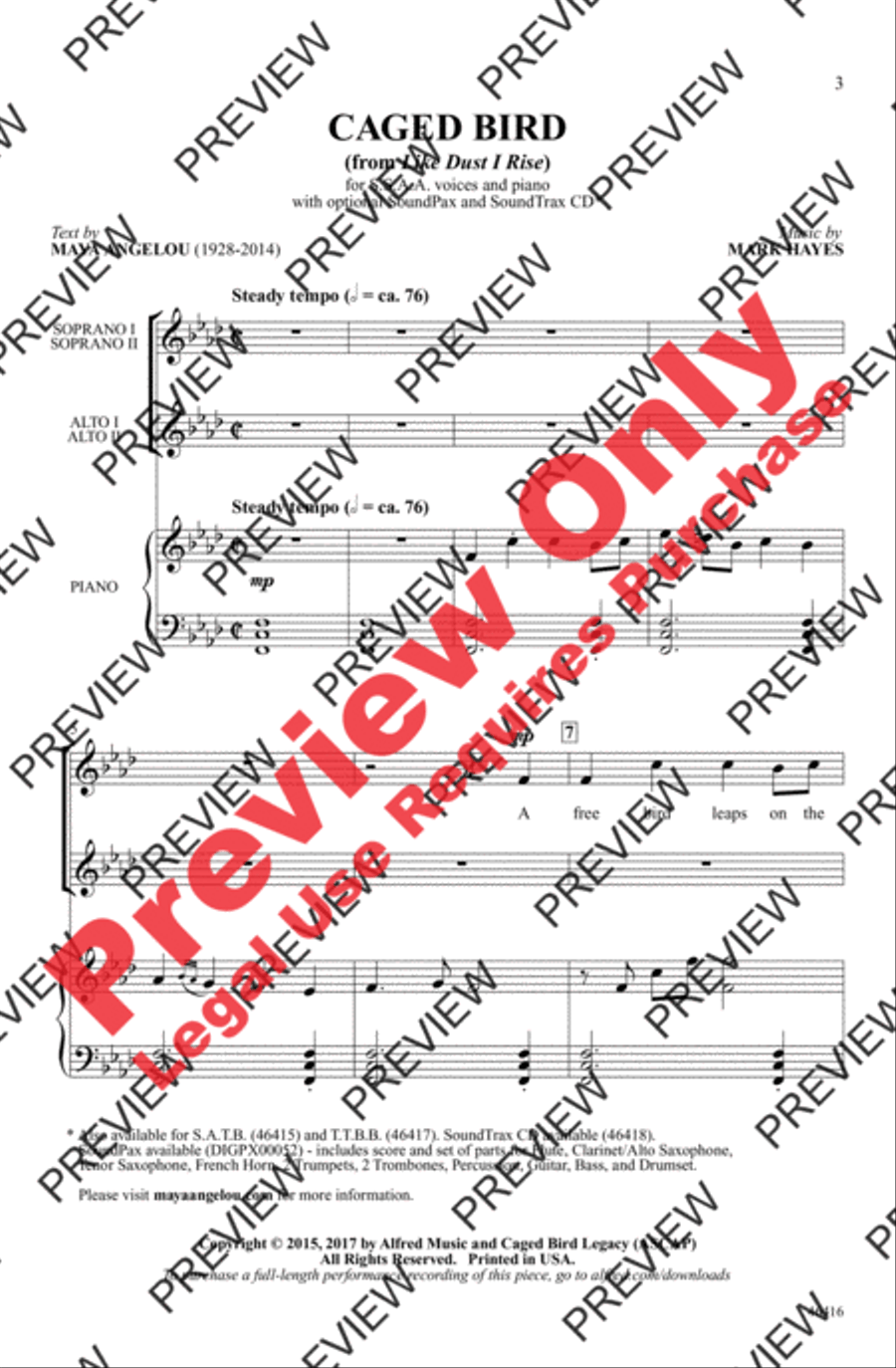 Caged Bird Women's Choir scores gallery preview page 2