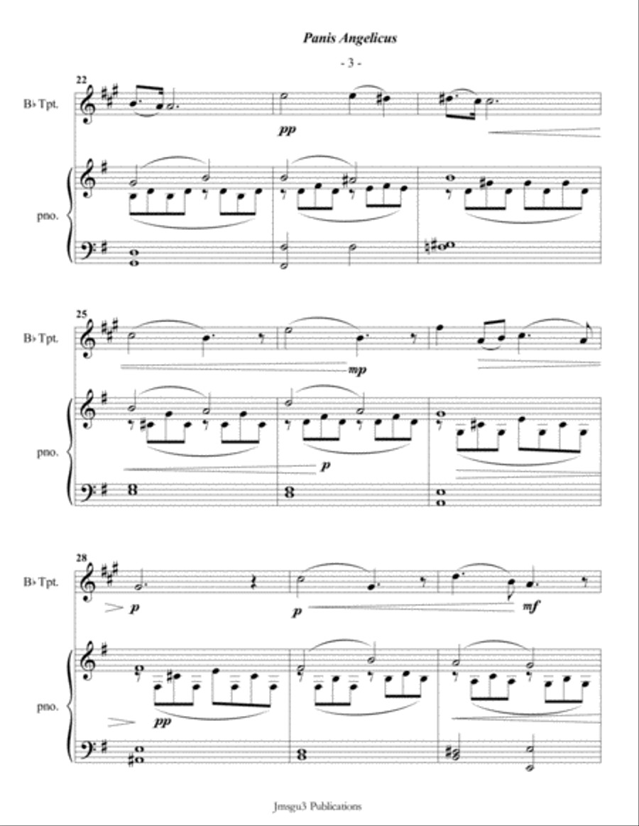 Franck: Panis Angelicus for Trumpet & Piano B-Flat Trumpet scores gallery preview page 3