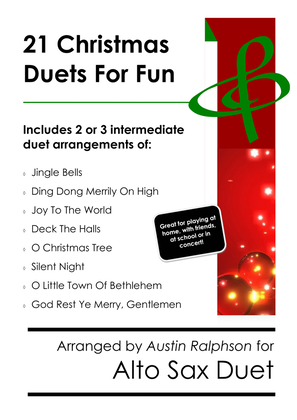 Book cover for 21 Christmas Alto Sax Duets for Fun - various levels