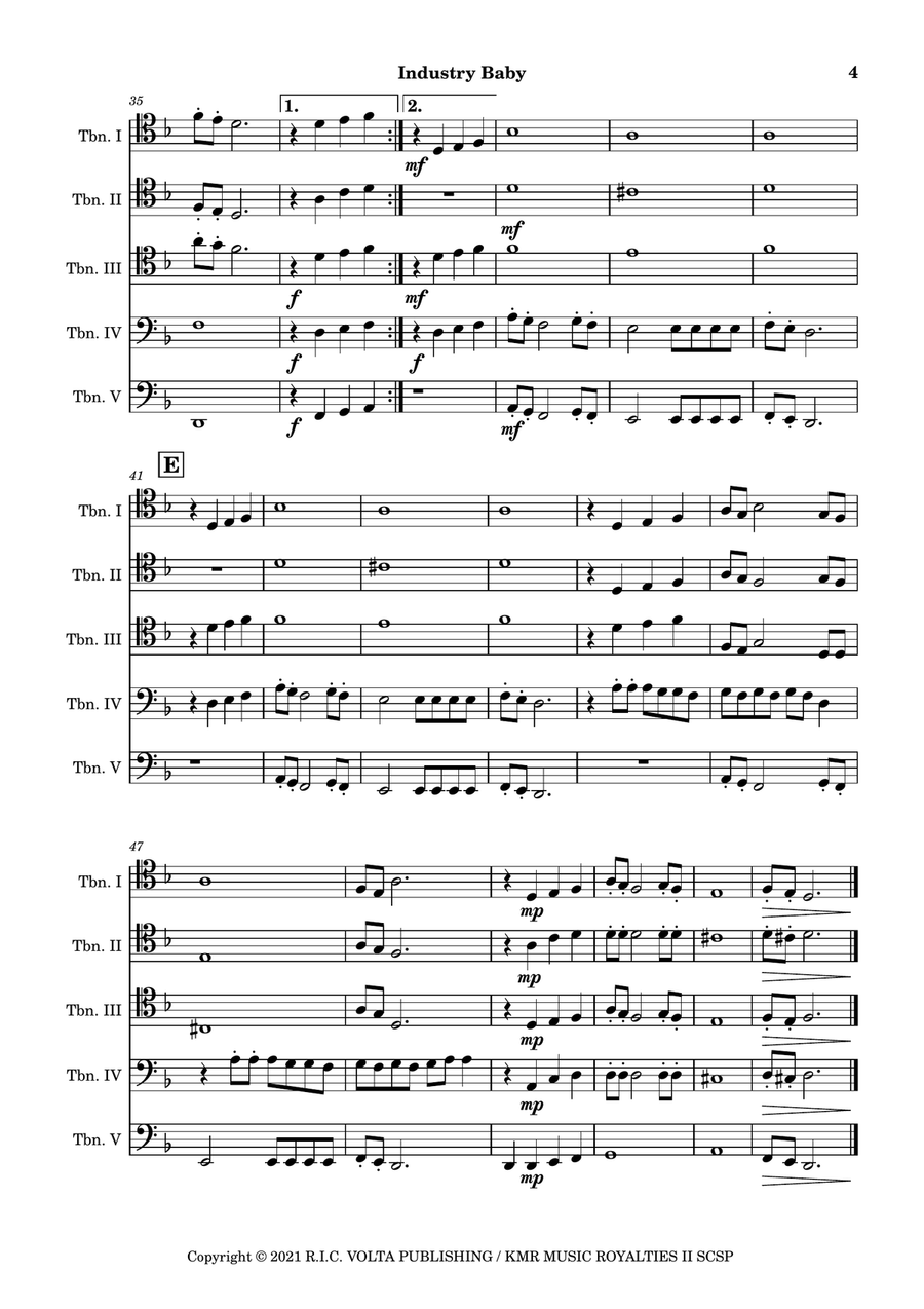 Industry Baby Brass Quintet scores gallery preview page 5