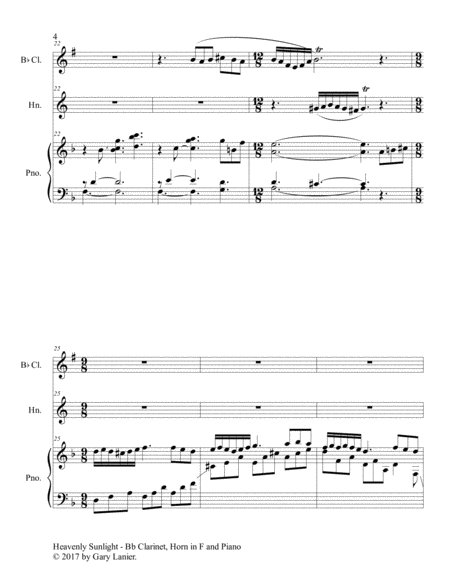 HEAVENLY SUNLIGHT (Trio - Bb Clarinet, Horn in F & Piano with Score/Parts) image number null