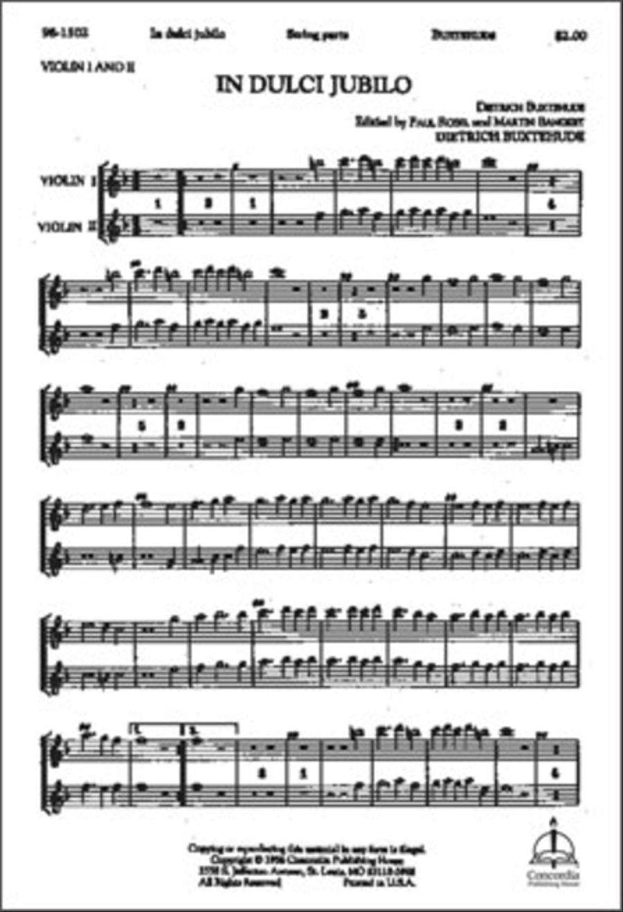 In dulci jubilo / Now Sing We, Now Rejoice (Violin 1 & 2) Choir scores gallery preview page 1