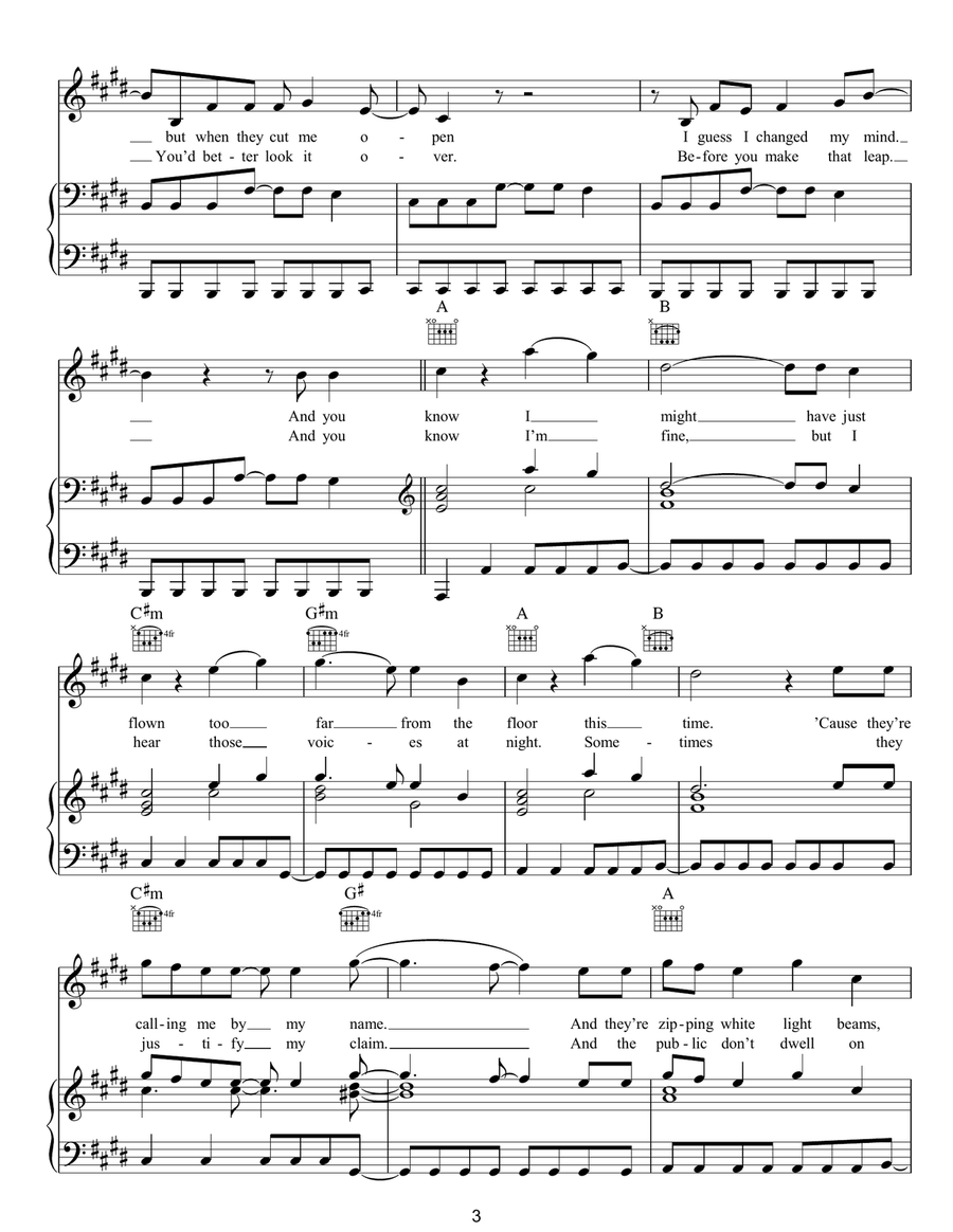 Spaceman Piano, Vocal, Guitar scores gallery preview page 3
