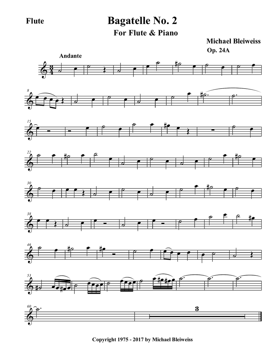 Bagatelle No. 2 for Flute & Piano Chamber Music scores gallery preview page 2