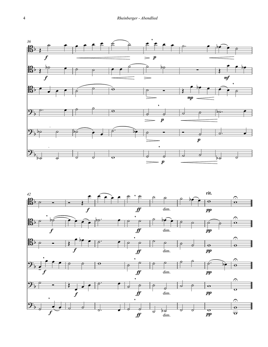 Abendlied, Op. 69, No. 3 Brass Ensemble scores gallery preview page 4