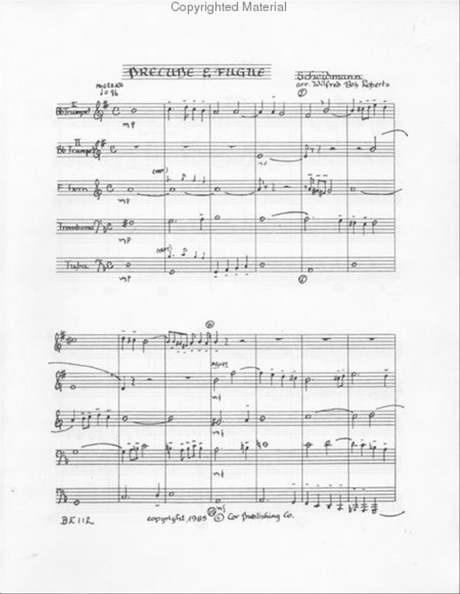 Prelude & Fugue (Wilfred Bob Roberts) Brass Quintet scores gallery preview page 2