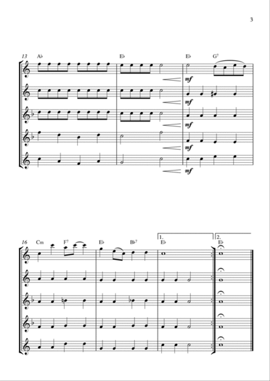 Swanee River (Old Folks at Home) Saxophone Quintet scores gallery preview page 3
