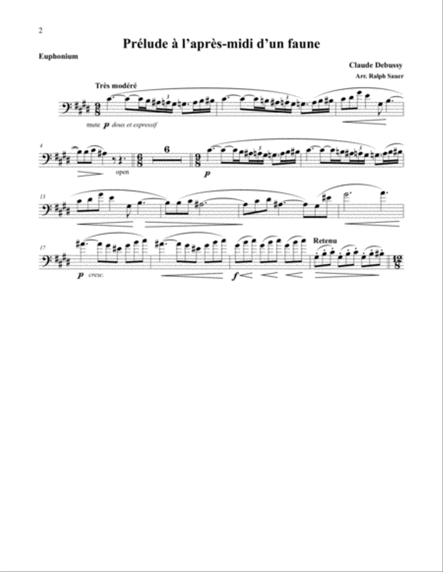 Prélude à l’après-midi d’un faune- Afternoon of a Faun for Euphonium & Piano Euphonium scores gallery preview page 3