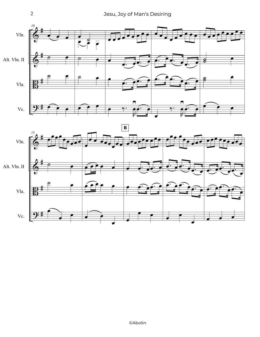 J.S. Bach: Jesu, Joy of Man's Desiring - String Trio (Violin, Viola, Cello), or 2 Violins and Cello String Trio scores gallery preview page 3