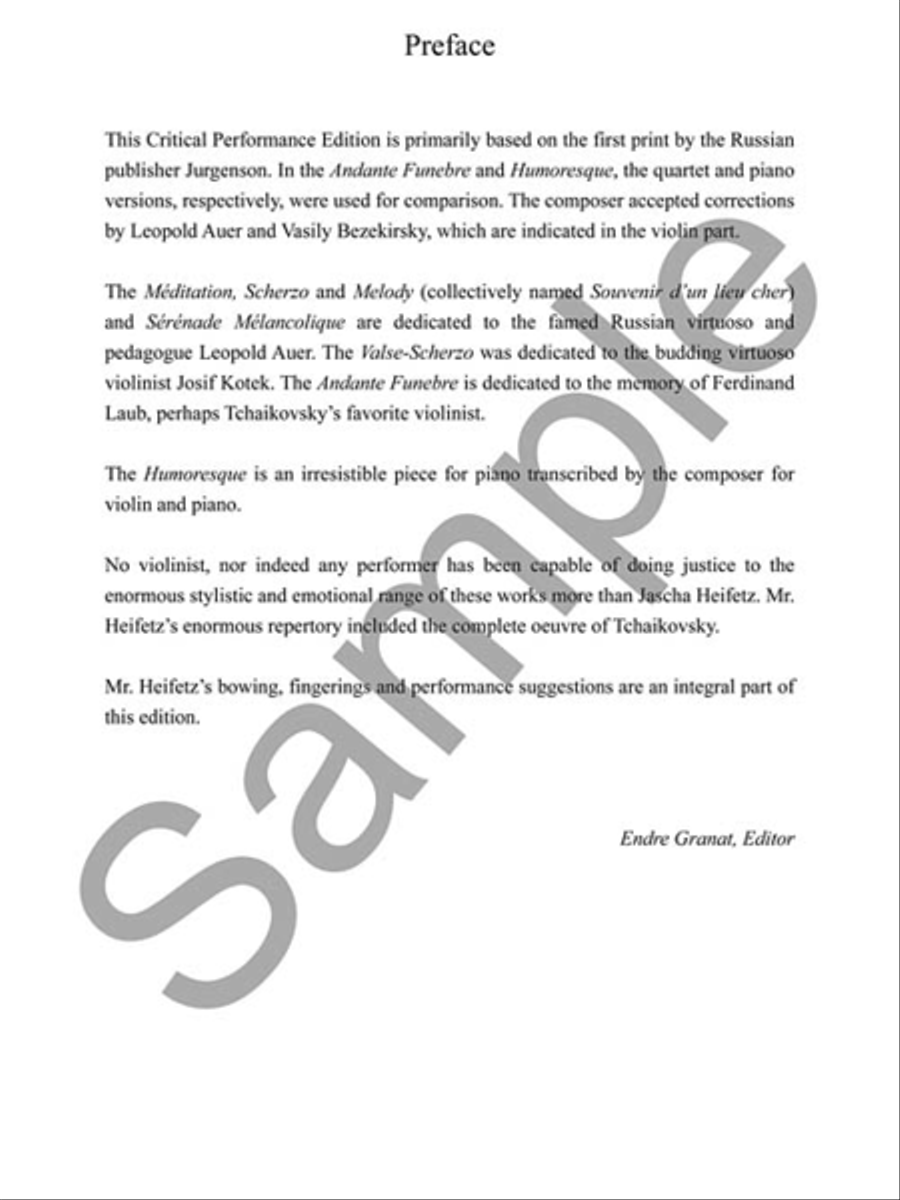 Tchaikovsky Complete Works for Violin and Piano Violin Solo scores gallery preview page 3