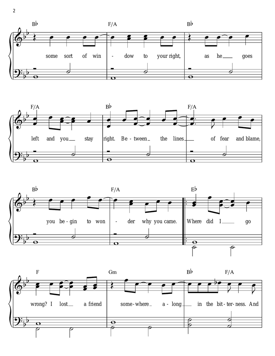 How To Save A Life Easy Piano scores gallery preview page 2