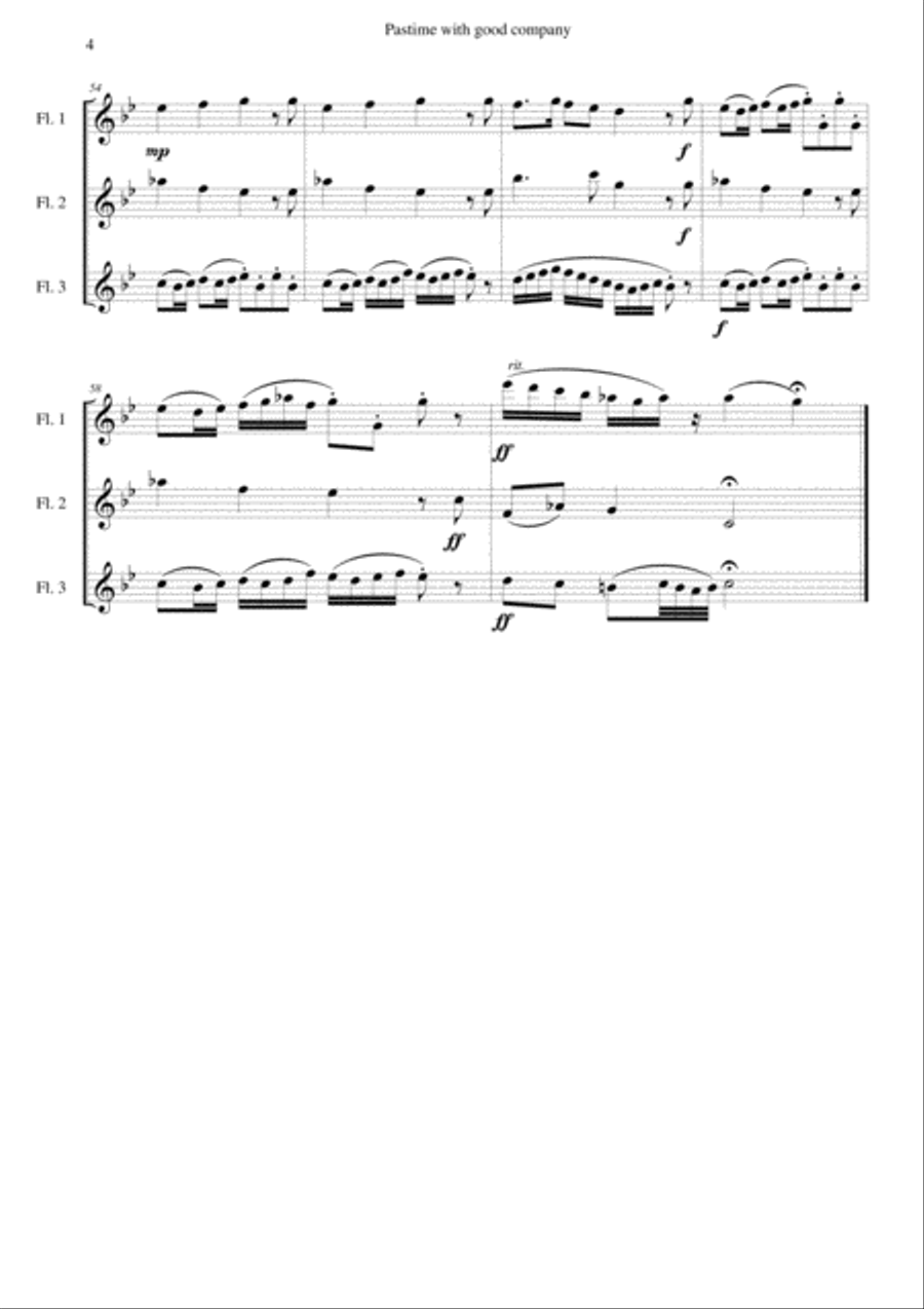Pastime with good company for flute trio (3 flutes) Flute Trio scores gallery preview page 4