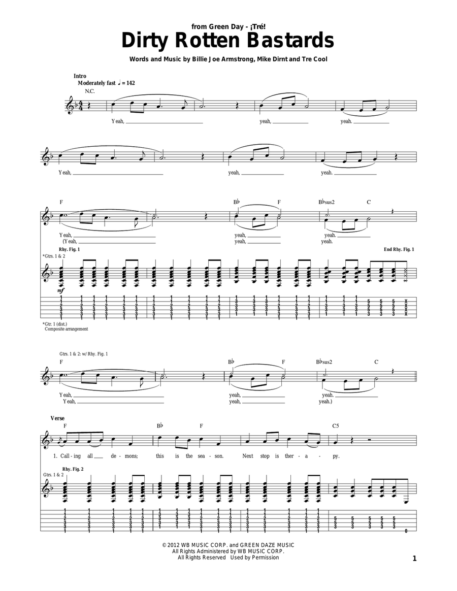 Dirty Rotten Bastards Acoustic Guitar scores gallery preview page 1