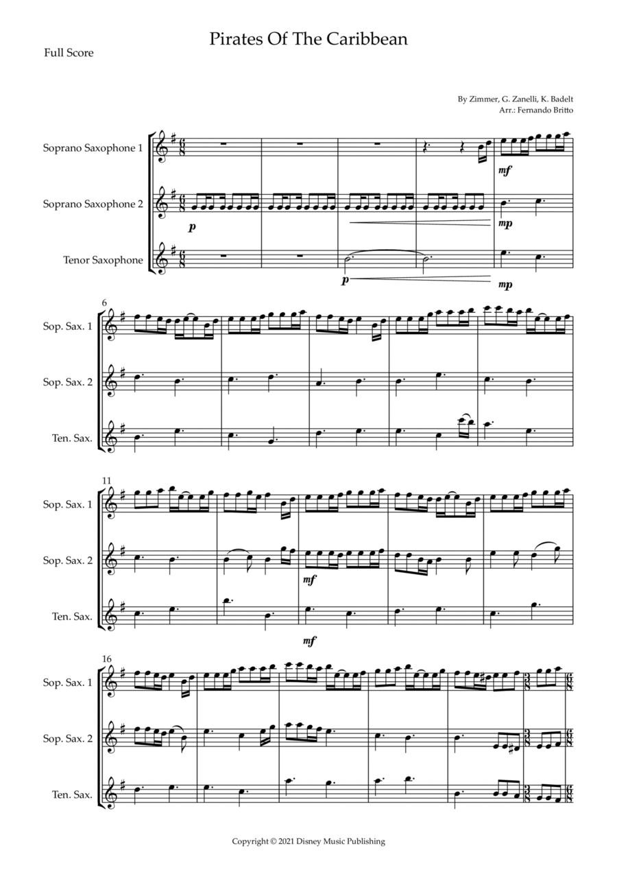 Pirates Of The Caribbean Woodwind Trio scores gallery preview page 1
