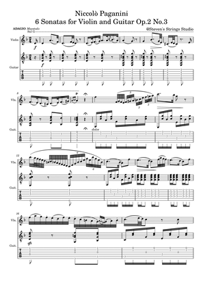 Paganini 6 Sonatas for Violin and Guitar Op.2 No.3