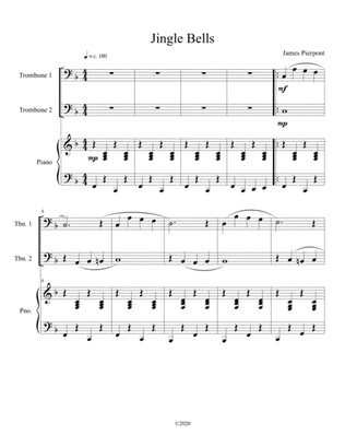 Jingle Bells (trombone duet) with optional piano accompaniment