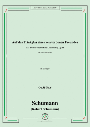 Book cover for Schumann-Auf das Trinkglas eines...,Op.35 No.6 in E Major,for V&Pno