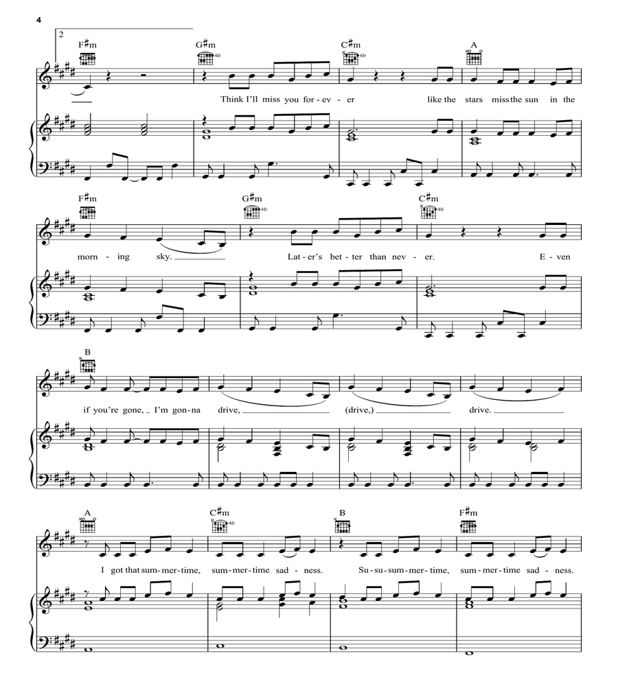 Summertime Sadness Acoustic Guitar scores gallery preview page 4