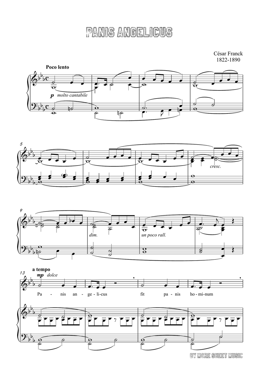 Franck-Panis angelicus in E flat Major,for voice and piano Piano, Vocal scores gallery preview page 3