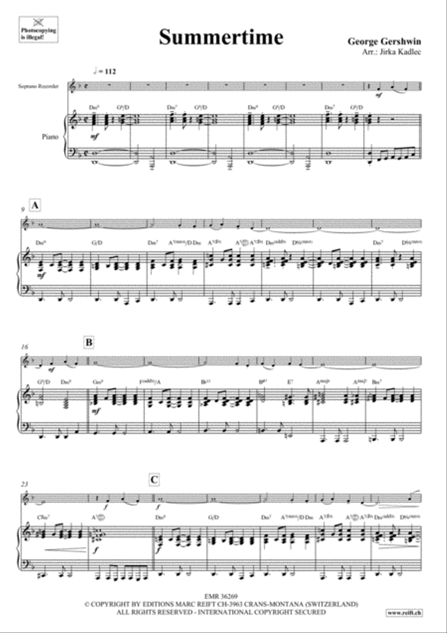 Summertime Summertime Soprano Recorder scores gallery preview page 4