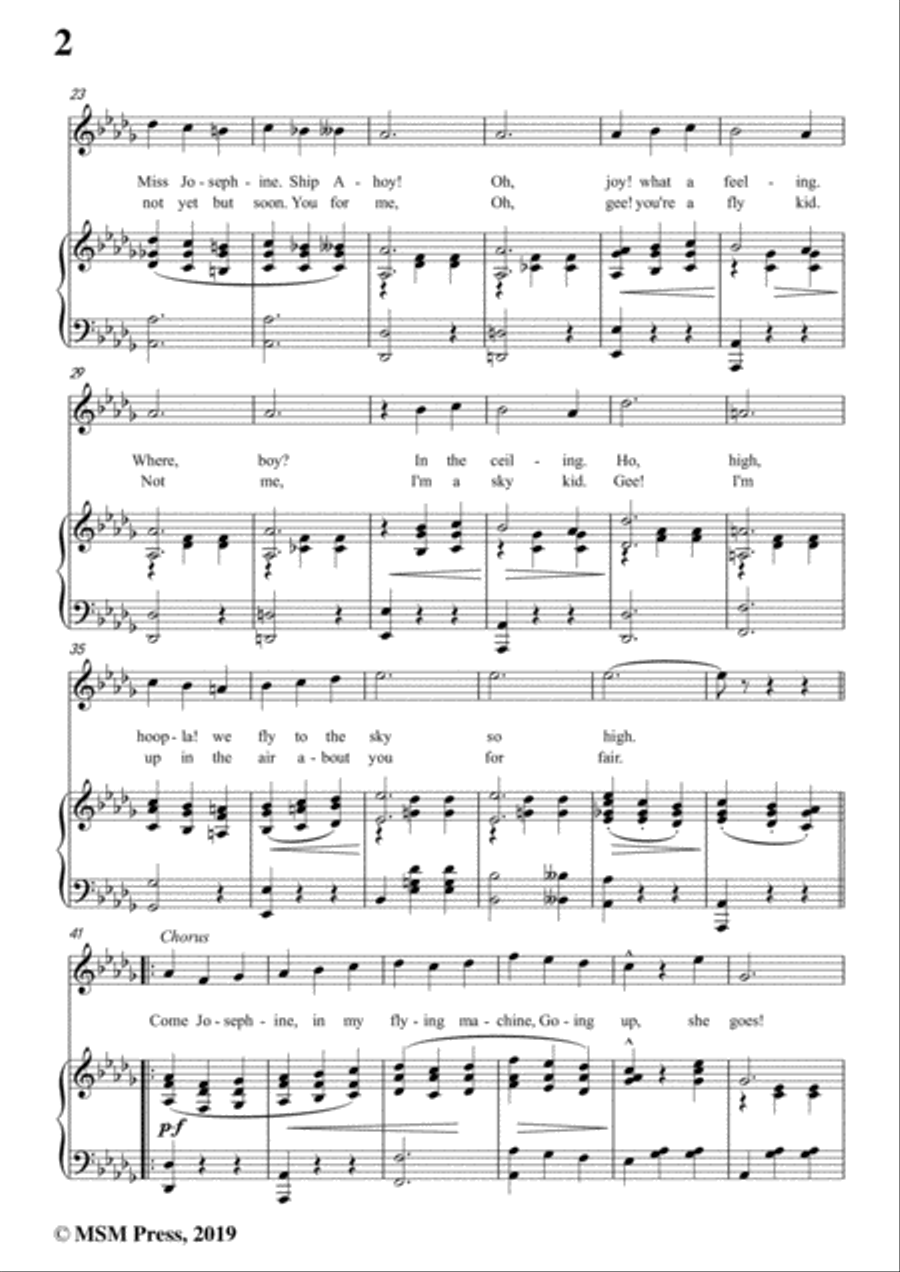 Fred Fisher-Come,Josephine,in My Flying Machine,in D flat Major,for Voice&Piano Voice scores gallery preview page 4