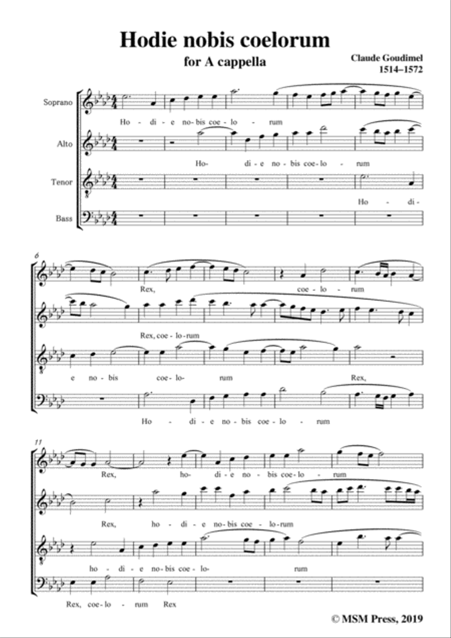 Goudimel-Hodie nobis coelorum,in A flat Major,for A cappella 4-Part scores gallery preview page 3