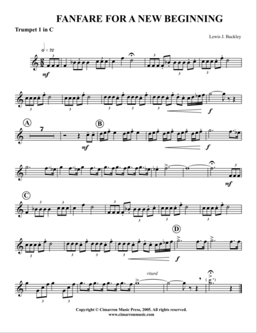Fanfare for a New Beginning Brass Quintet scores gallery preview page 4