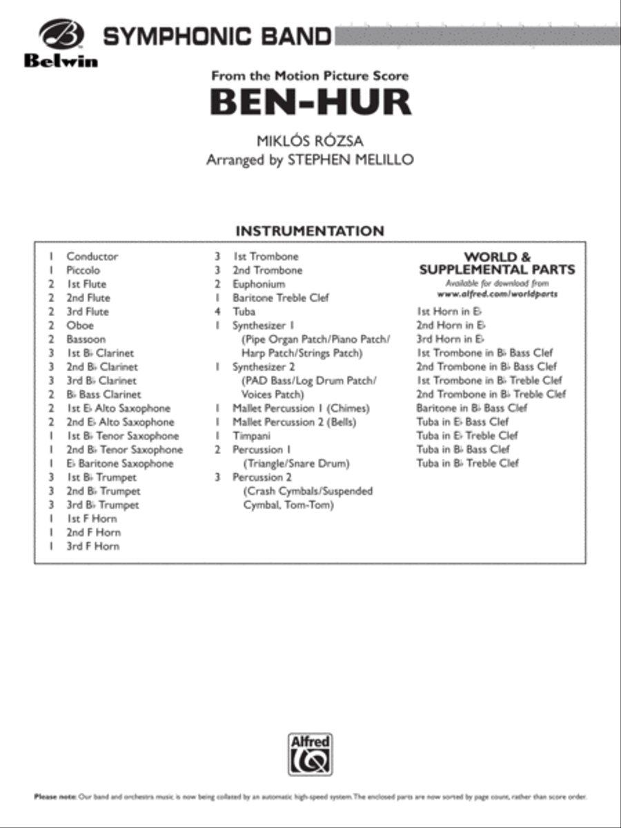 Ben-Hur: Score Ben-Hur: Score Concert Band scores gallery preview page 1