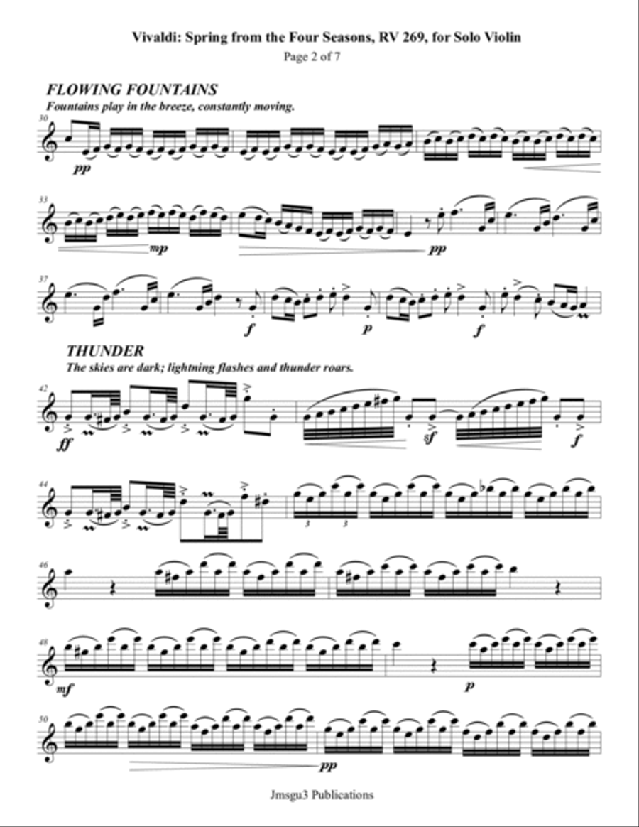Vivaldi: Spring from The Four Seasons for Solo Violin Violin Solo scores gallery preview page 2