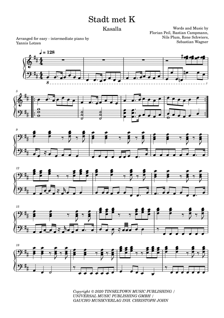 Stadt Met K Piano Solo scores gallery preview page 1