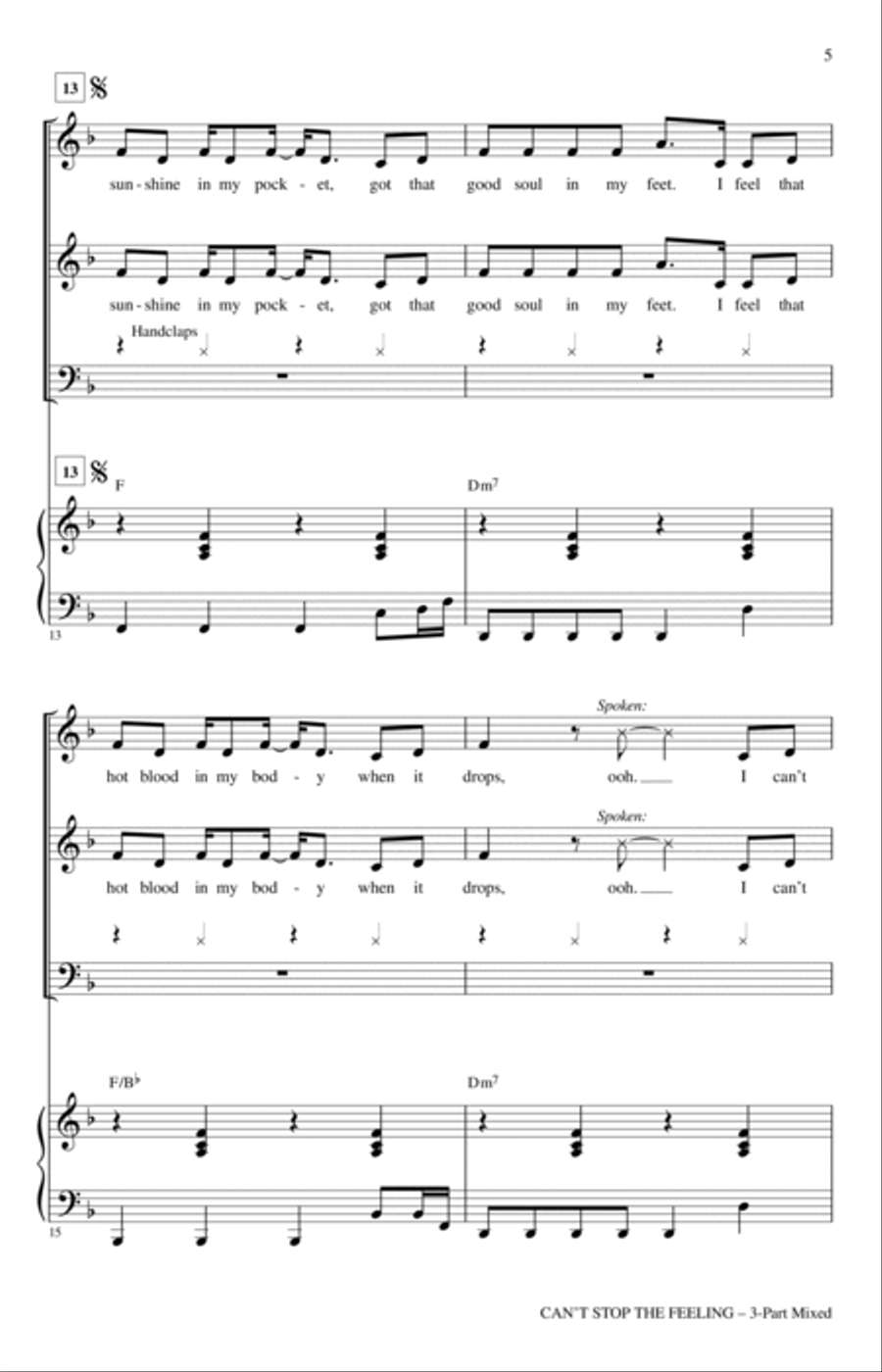 Can't Stop The Feeling (from Trolls) (arr. Audrey Snyder) 3-Part scores gallery preview page 3