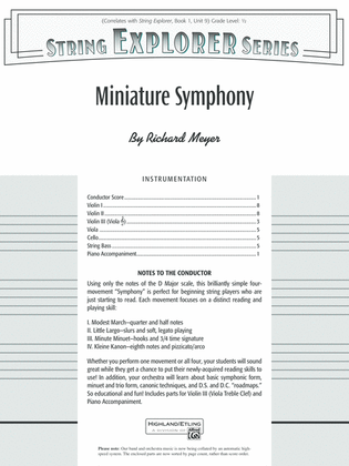 Book cover for Miniature Symphony: Score