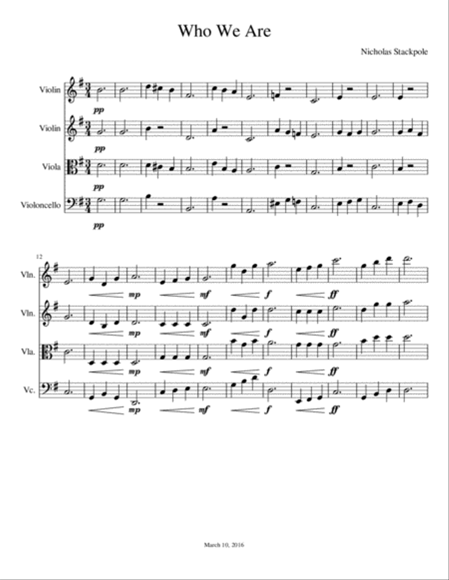 Who We Are Who We Are String Quartet scores gallery preview page 1