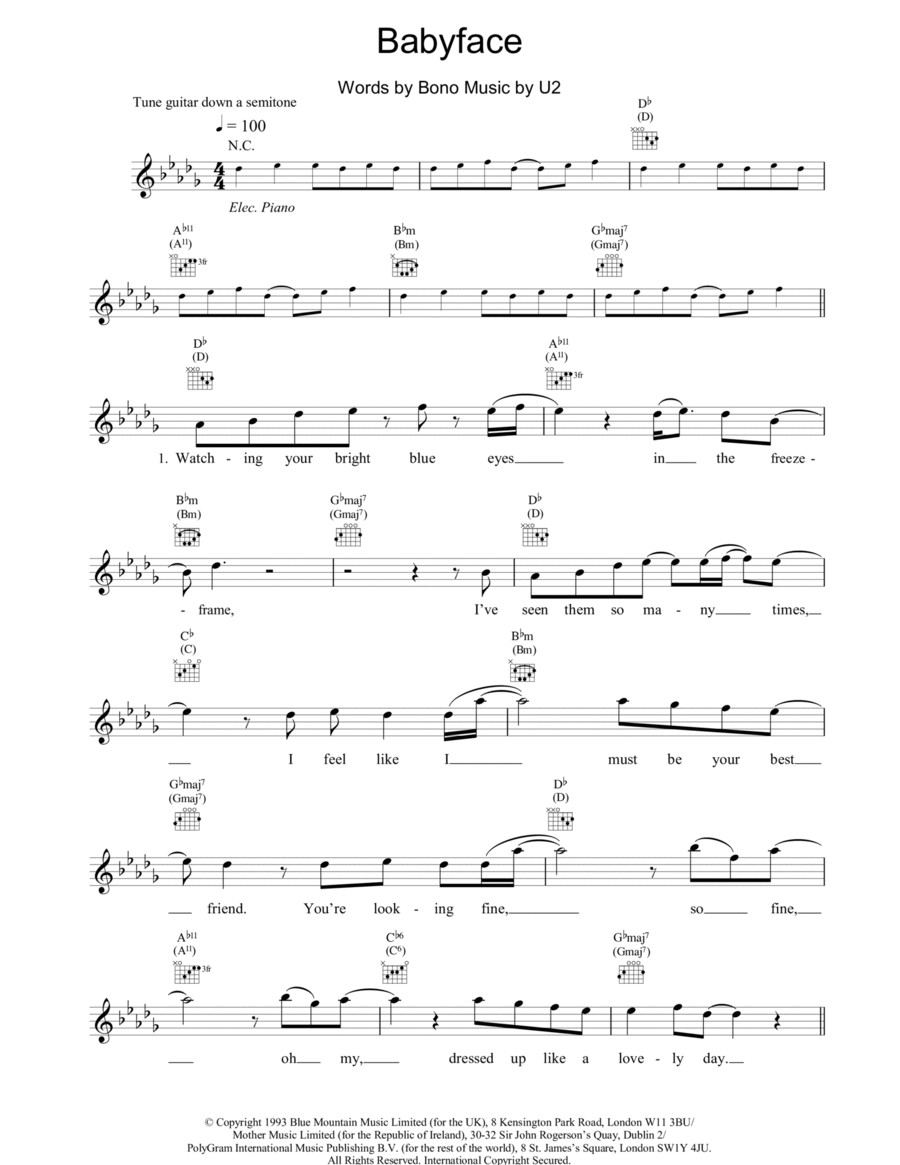 Babyface Piano scores gallery preview page 1