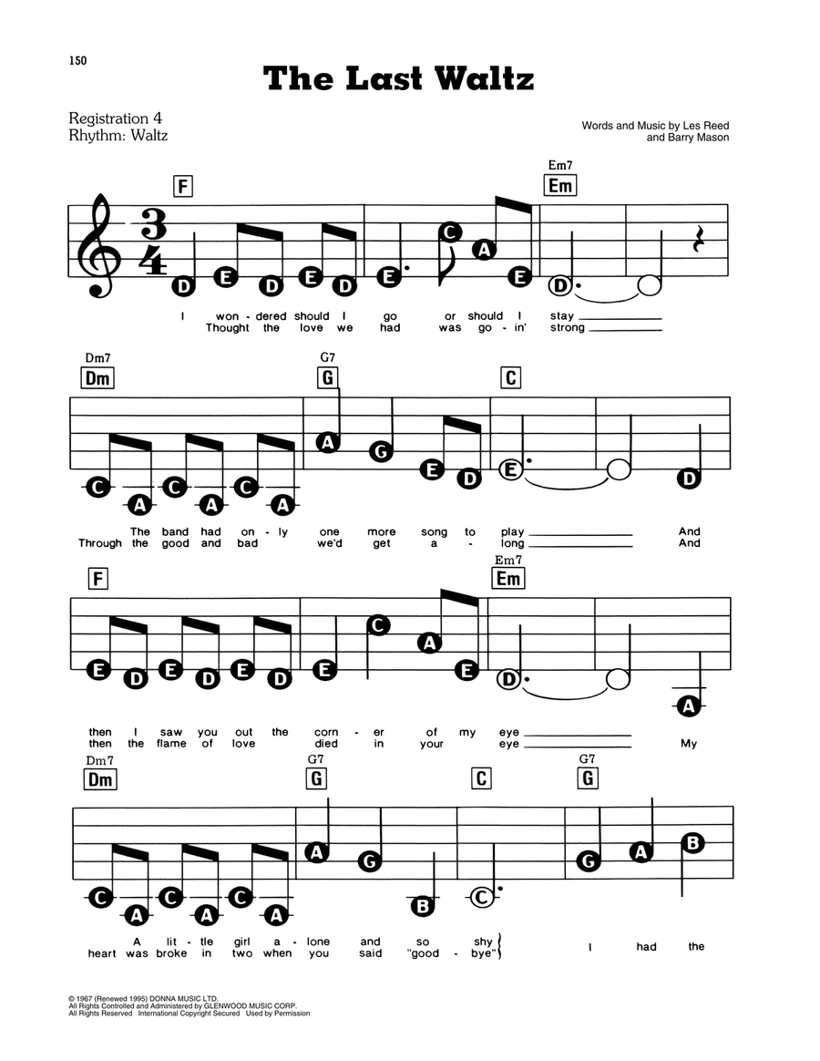 The Last Waltz Electronic Keyboard scores gallery preview page 1