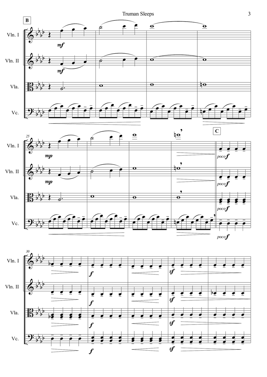 Truman Sleeps String Quartet scores gallery preview page 3
