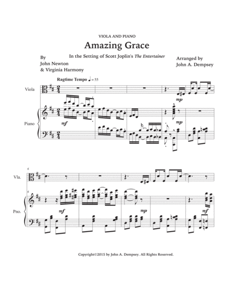 Amazing Grace / The Entertainer (Viola and Piano) image number null