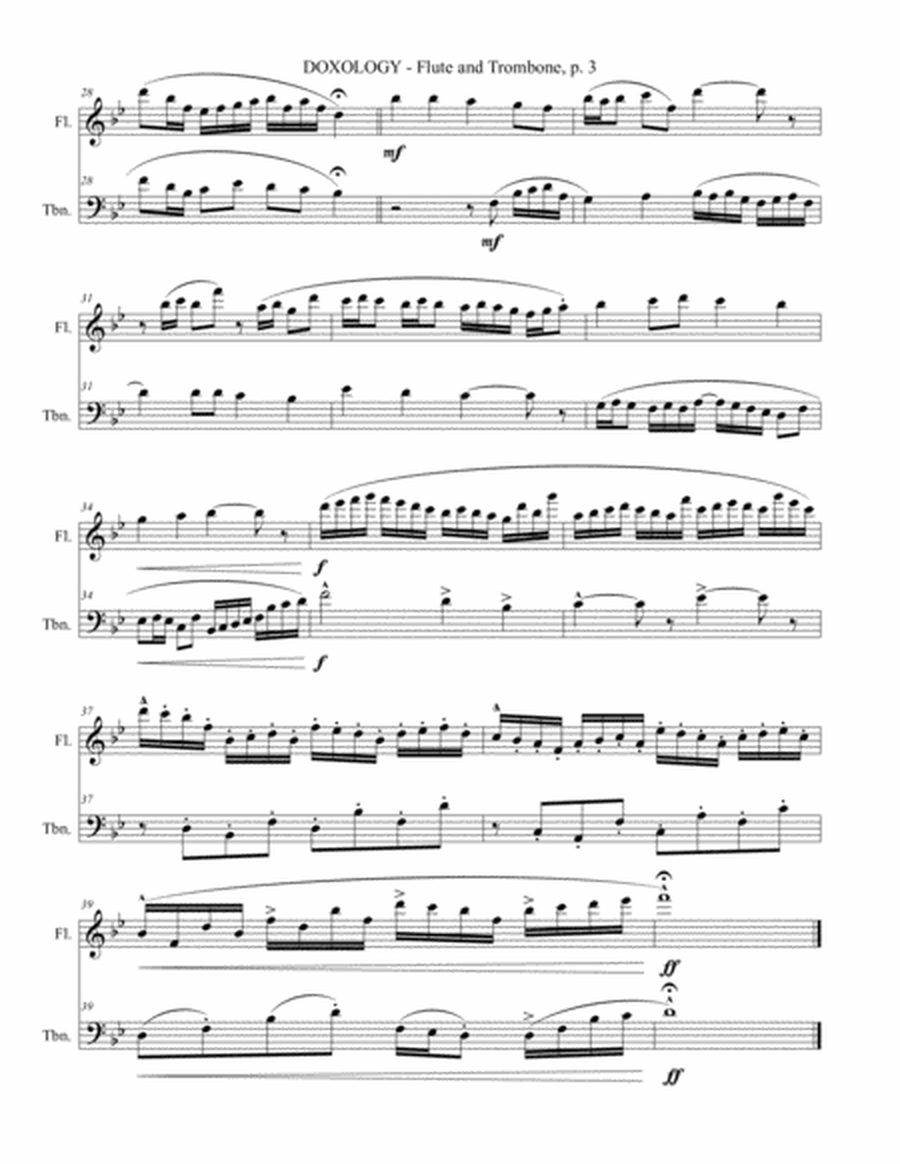 DOXOLOGY (2 Part Invention for Flute and Trombone - Score/Parts included) image number null