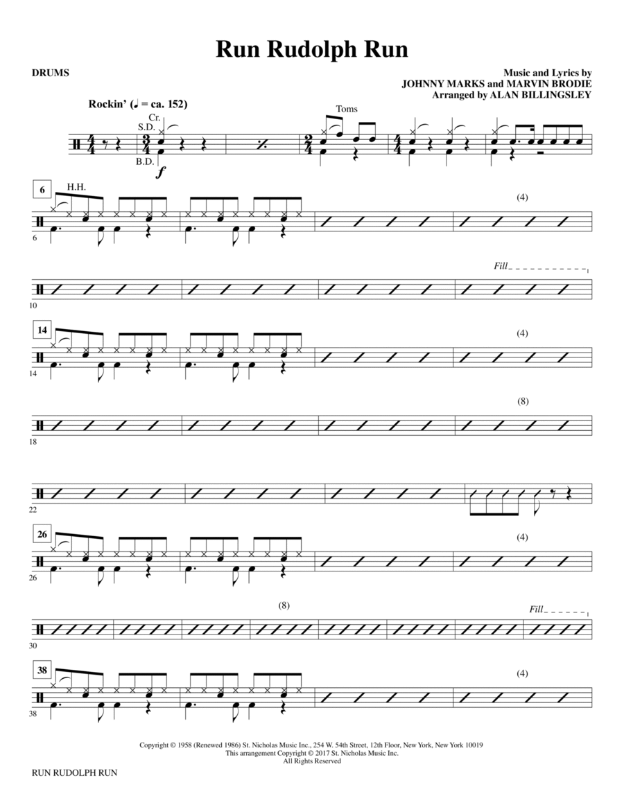 Run Rudolph Run - Drums Run Rudolph Run - Drums Choir scores gallery preview page 1