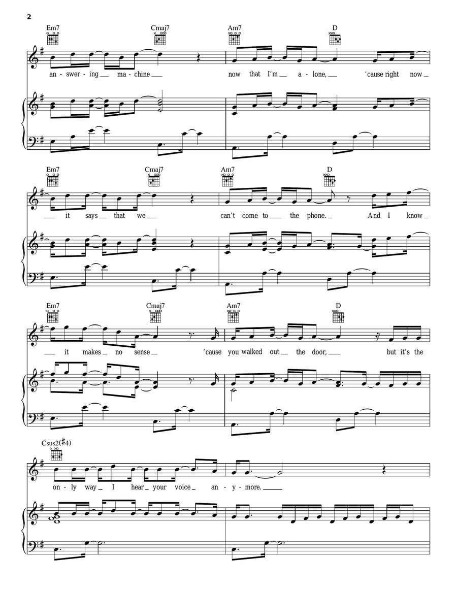 So Sick Piano, Vocal, Guitar scores gallery preview page 2
