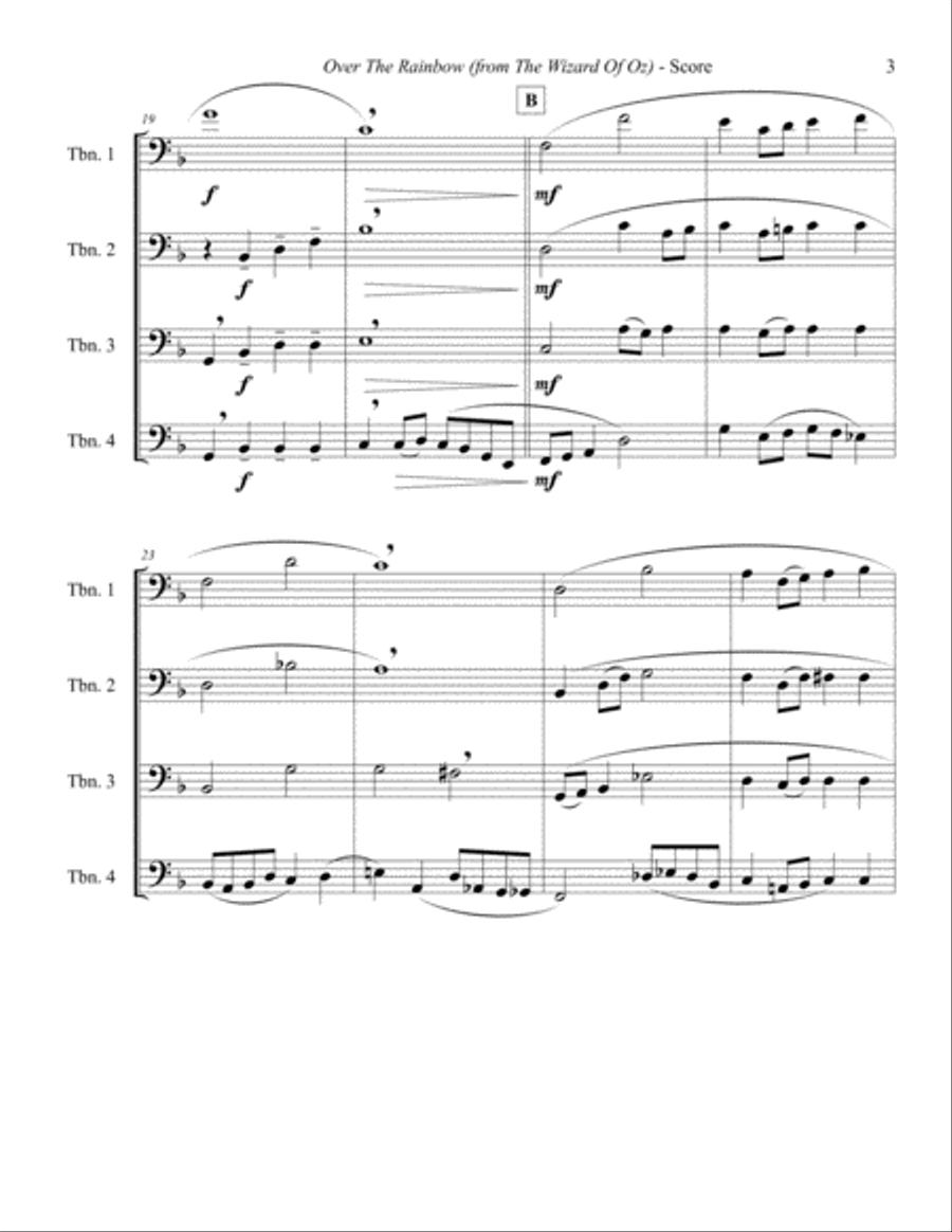 Over The Rainbow (from The Wizard Of Oz) Brass Quartet scores gallery preview page 3