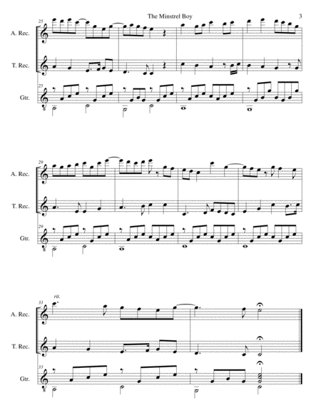 The Minstrel Boy (The Moreen) for alto recorder, tenor recorder and guitar image number null