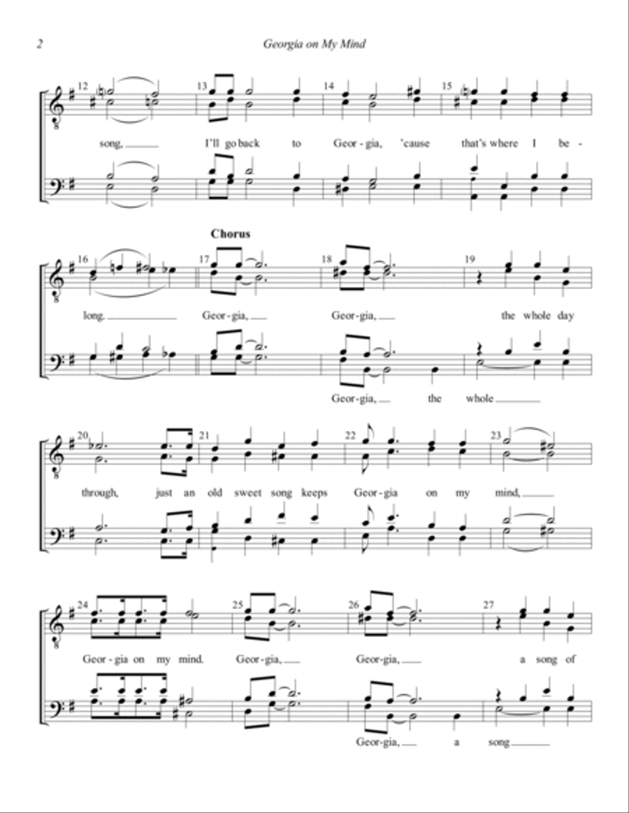 Georgia on My Mind (arr. Steve Jamison) 4-Part scores gallery preview page 2