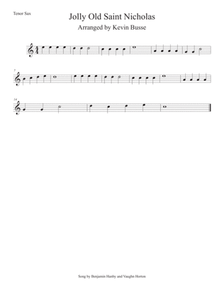 Jolly Old St. Nicholas (Easy key of C) Tenor Sax