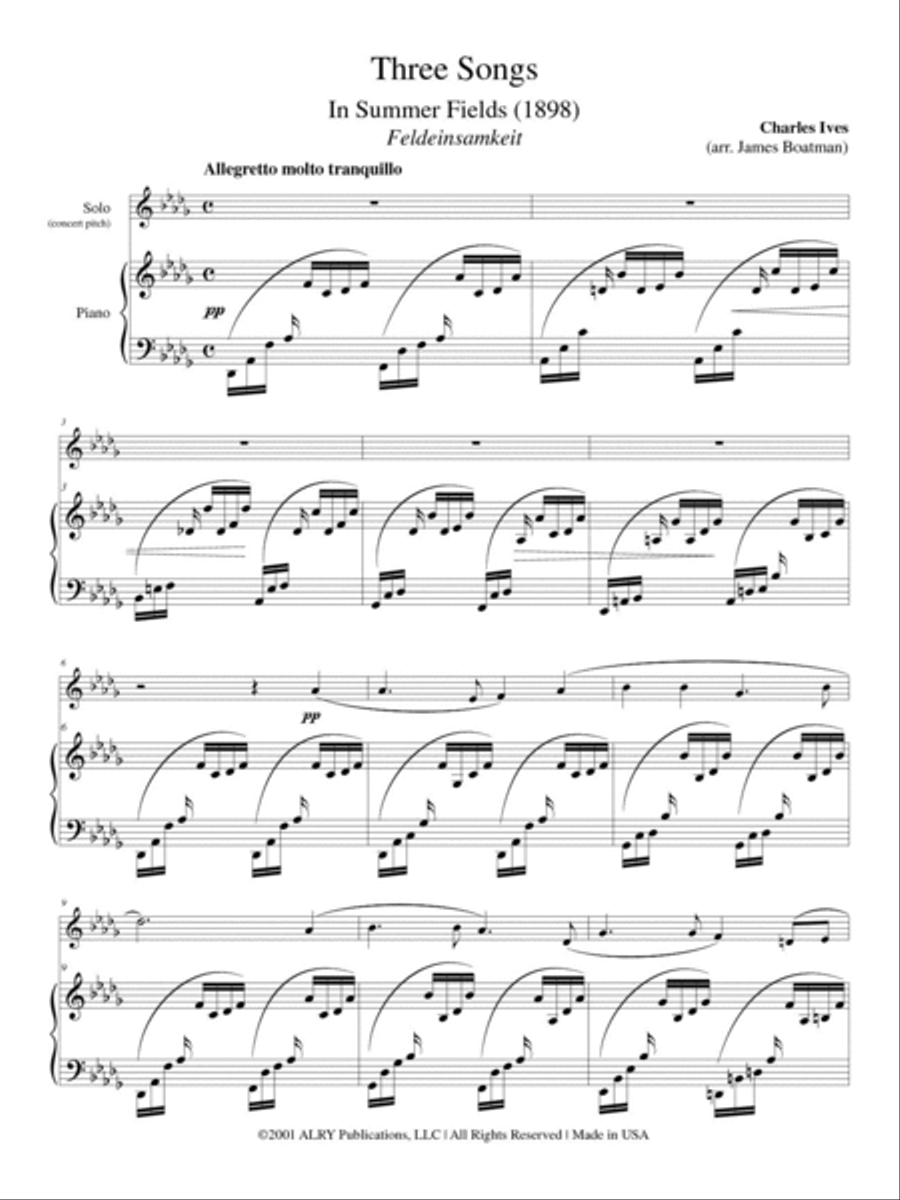 Three Songs for Flute and Piano Flute Solo scores gallery preview page 2