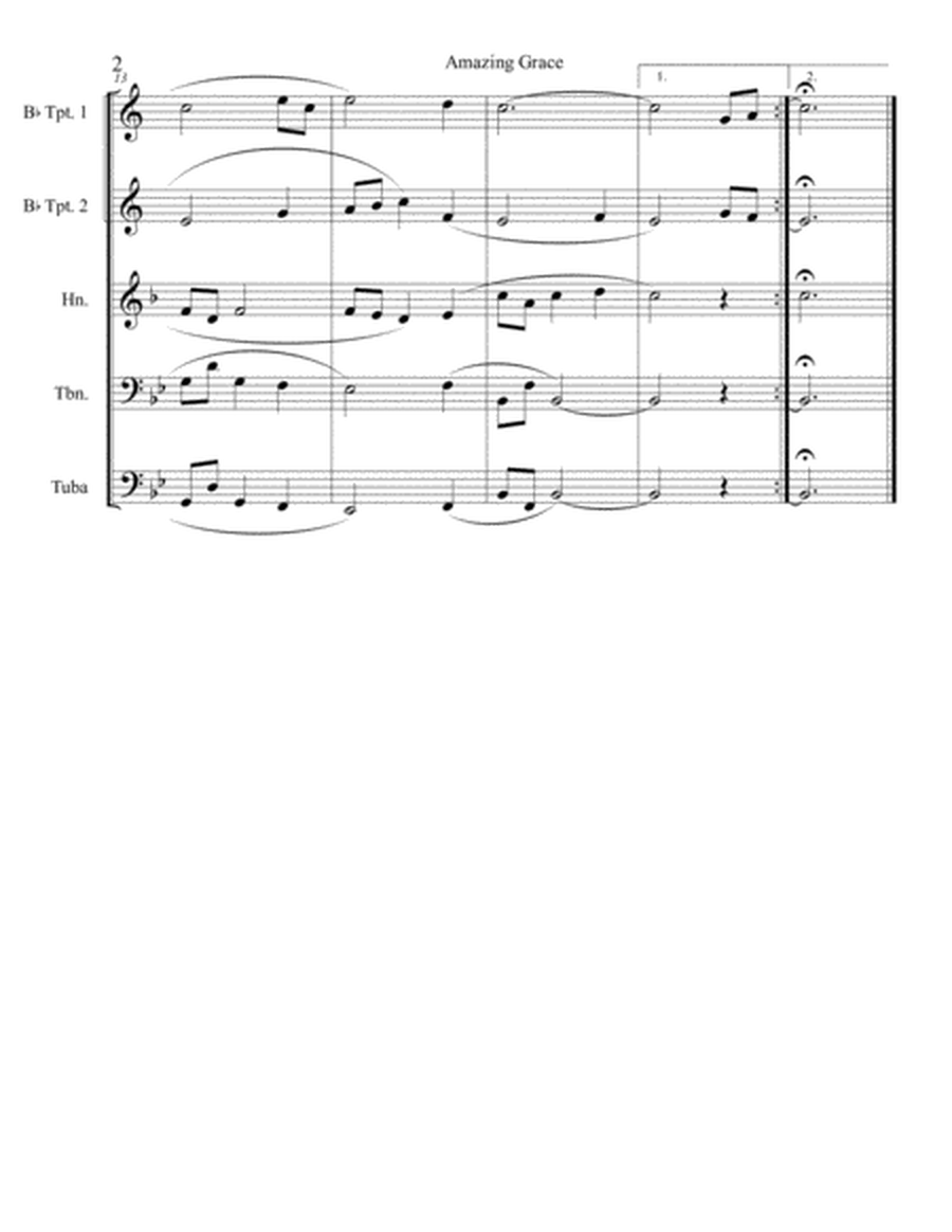 Amazing Grace for brass quintet image number null