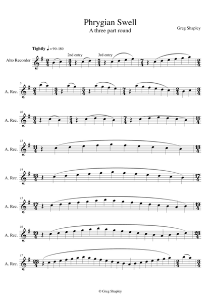 Phrygian Swell (for alto/treble recorders) image number null