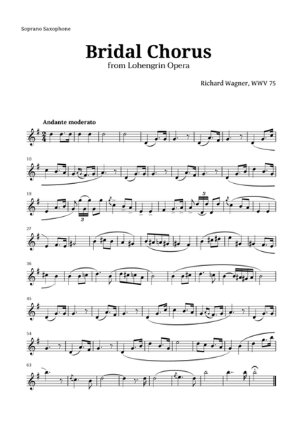 Bridal Chorus by Wagner for Sax Quintet with Chords image number null