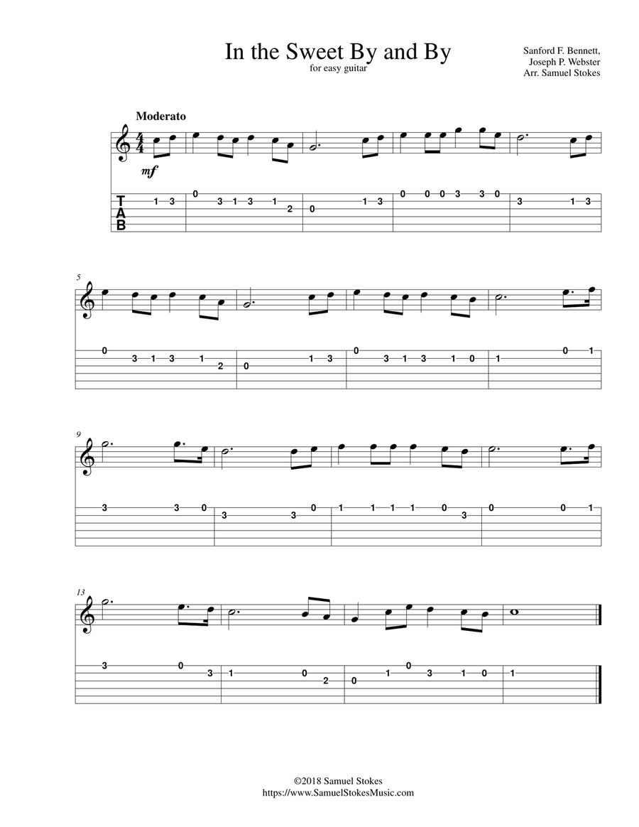 In the Sweet By and By - for easy guitar with TAB Guitar Tablature scores gallery preview page 1