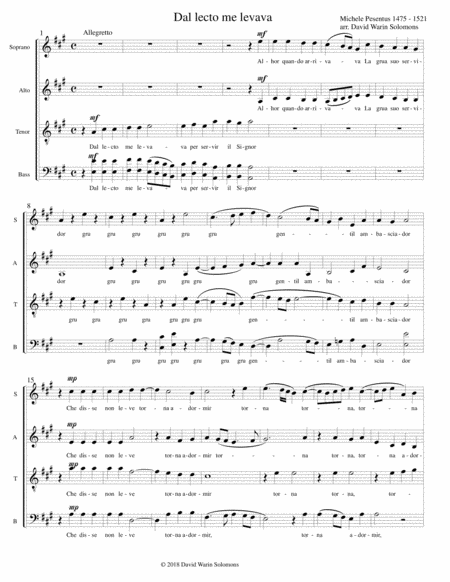 Dal lecto me levava for SATB choir image number null